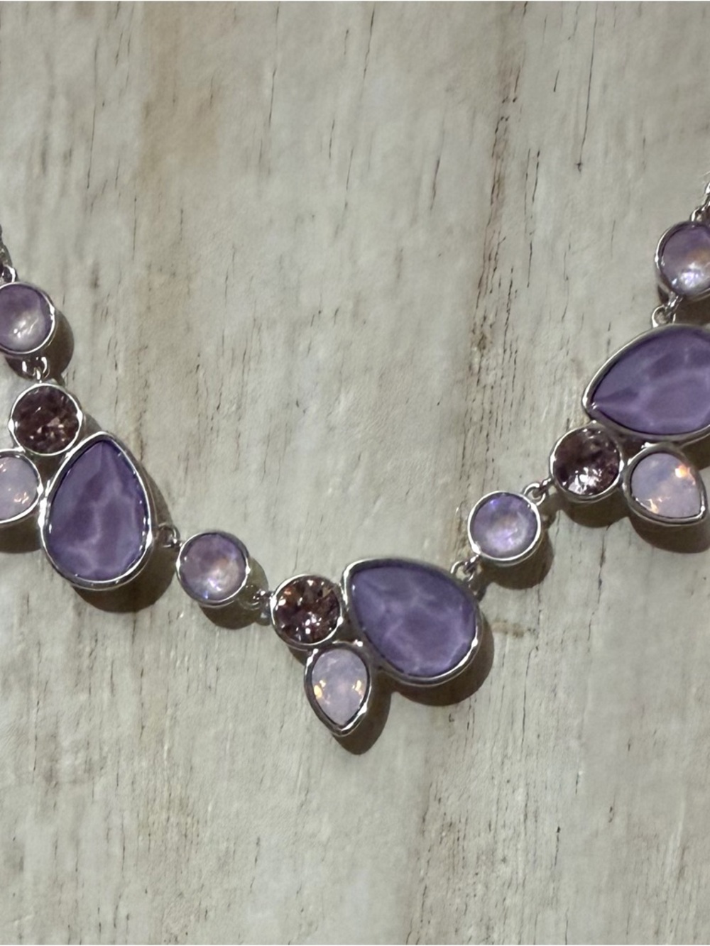 Touchstone Crystal Purple Teardrop Statement Necklace